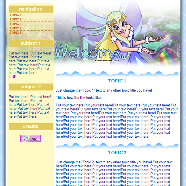 Air Faerie Petpage Layout