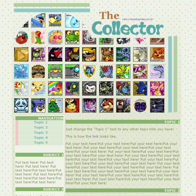 Avatar Collector Petpage Layout