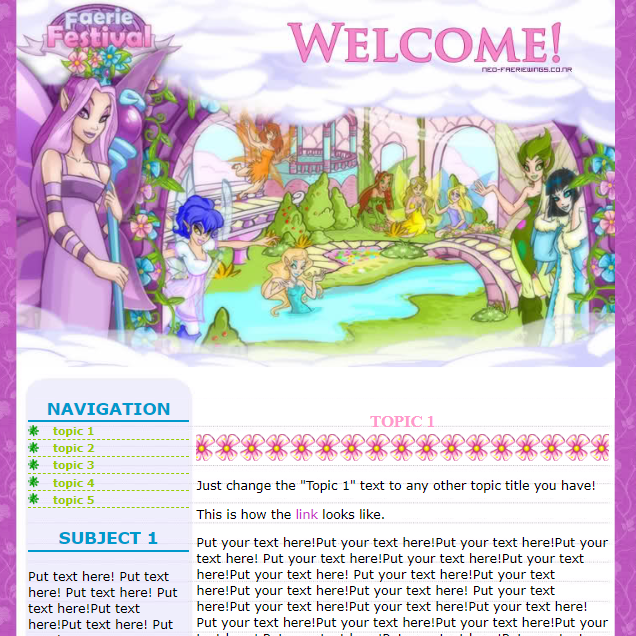 Faerie Festival Petpage Layout