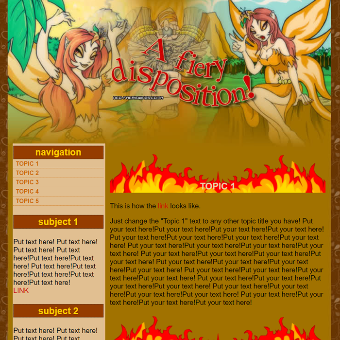 Fire Faerie Petpage Layout