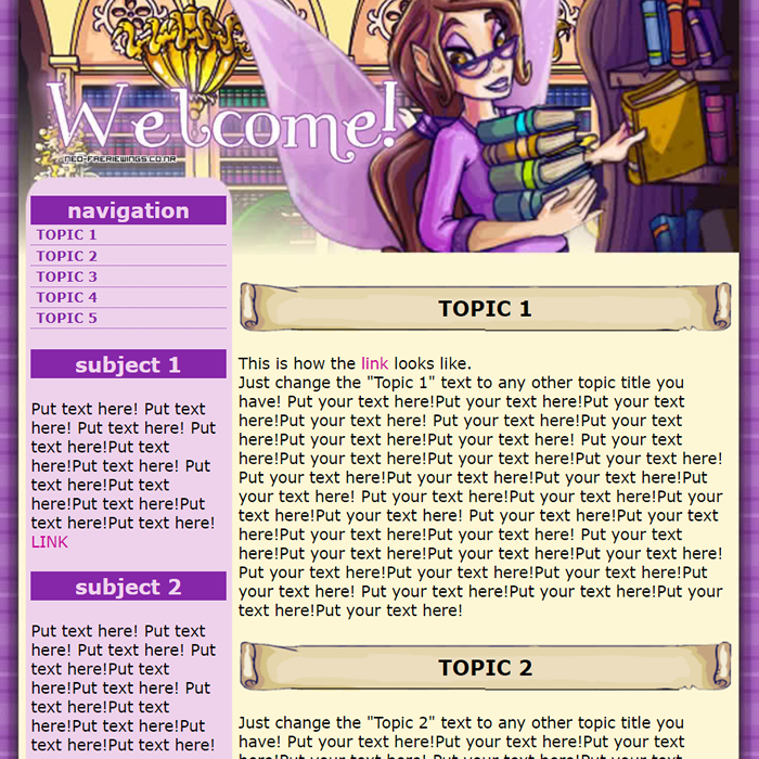 Library Faerie Petpage Layout