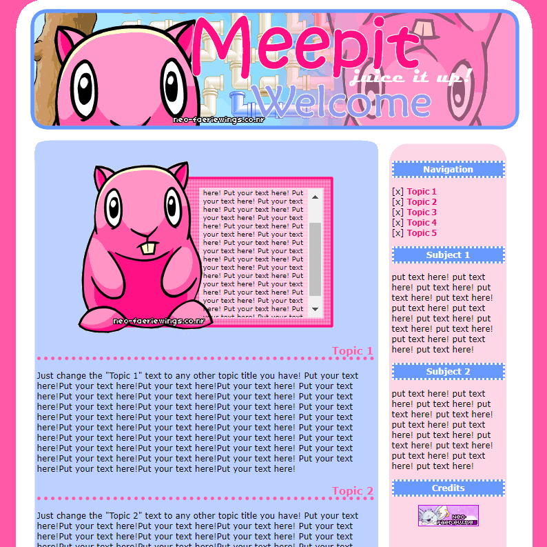 Meepit Petpage Layout