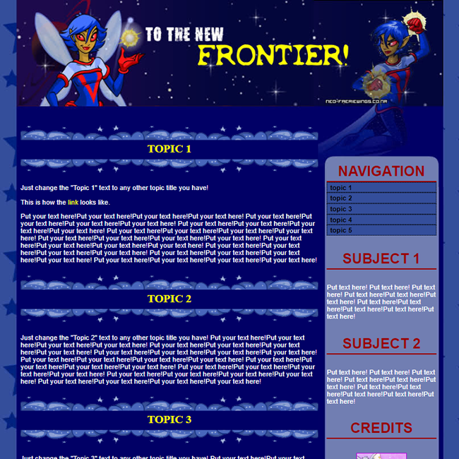Space Faerie Petpage Layout