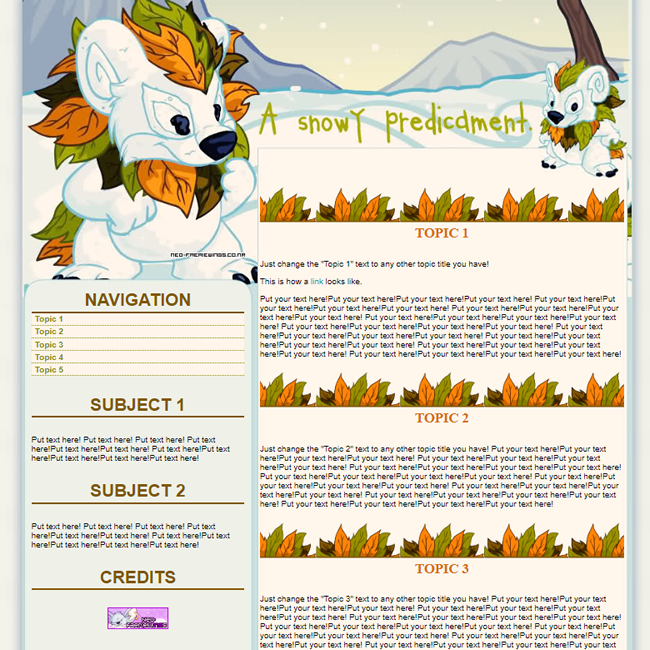 Snow Yurble Petpage Layout