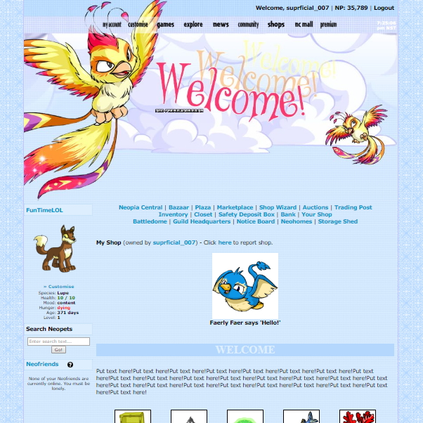 Faerie Pteri Shop & Gallery Layout